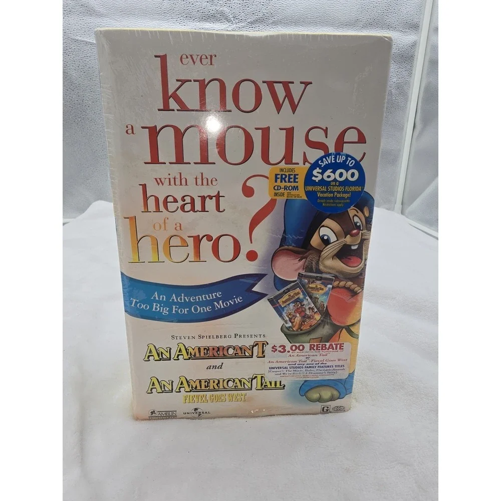 An American Tail 1 & Sequel, Fievel Goes West (VHS, 1986 &‎ 1991) SEALED Box Set